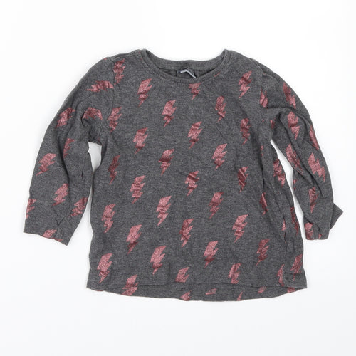 NEXT Girls Grey Geometric  Basic T-Shirt Size 12-18 Months