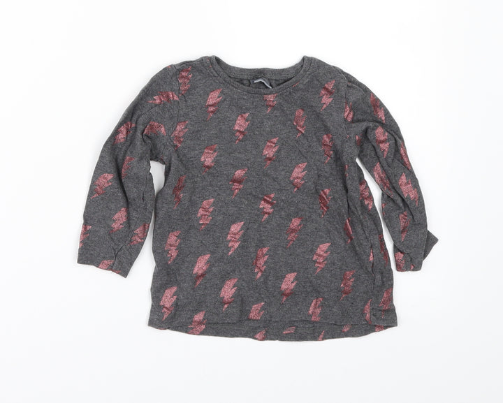 NEXT Girls Grey Geometric Basic T-Shirt Size 12-18 Months
