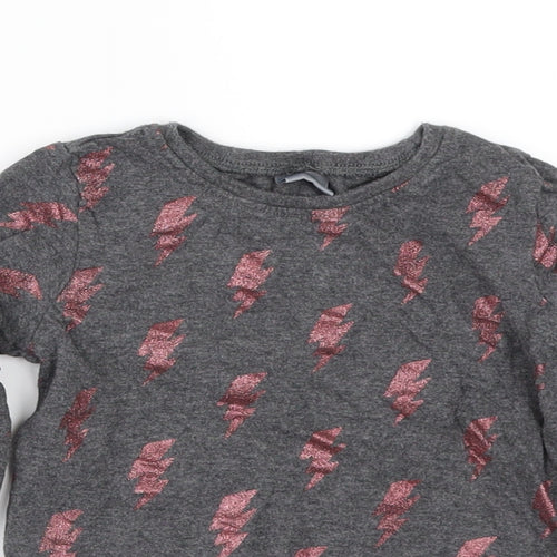 NEXT Girls Grey Geometric  Basic T-Shirt Size 12-18 Months