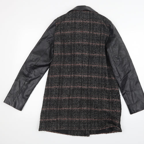 TU Womens Black Geometric  Jacket Coat Size 10