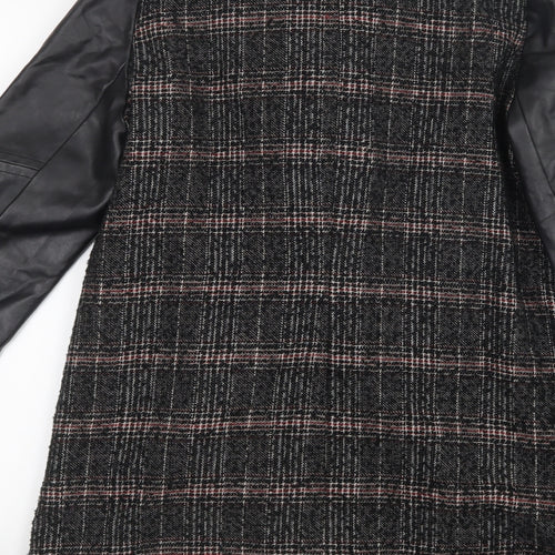 TU Womens Black Geometric  Jacket Coat Size 10