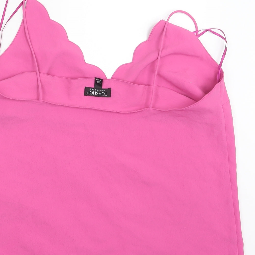 Topshop Womens Pink  Mesh Basic Blouse Size 12