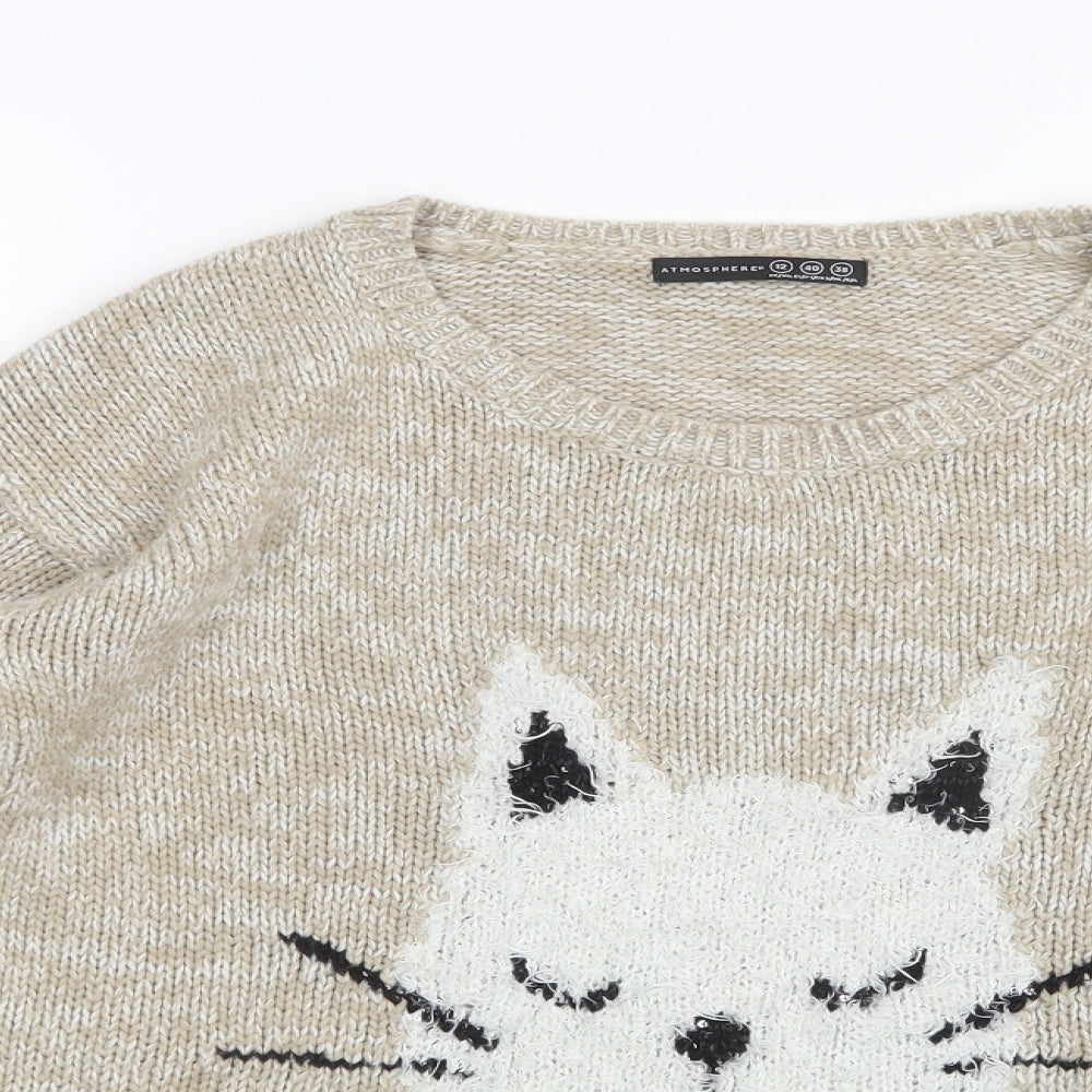 Atmosphere Womens Beige  Knit Pullover Jumper Size 12