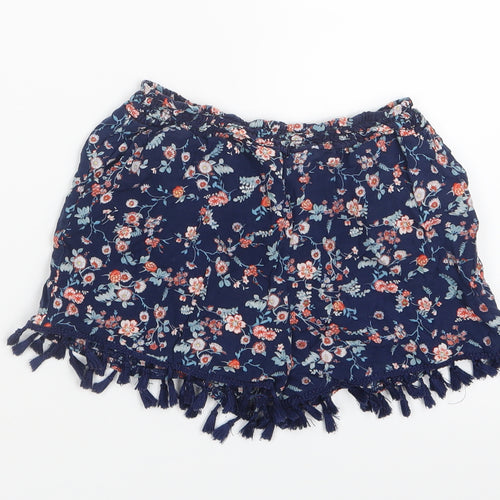 Shosho Girls Blue Floral  Boyfriend Shorts Size 7-8 Years