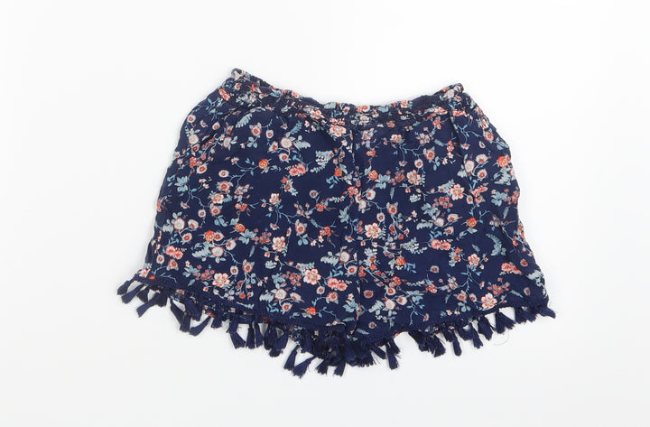 Shosho Girls Blue Floral Boyfriend Shorts Size 7-8 Years