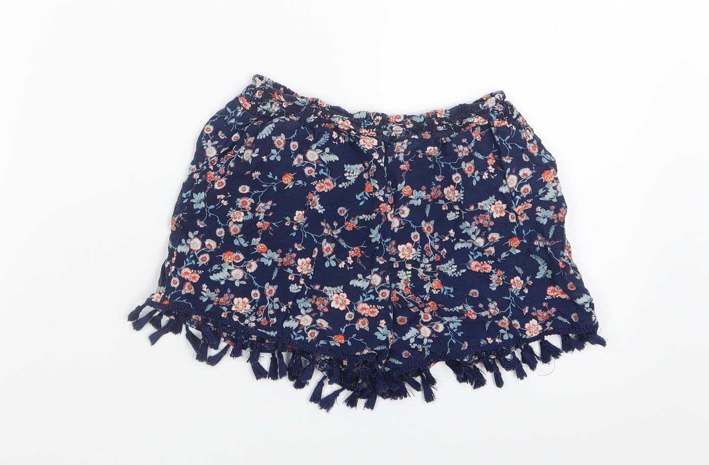 Shosho Girls Blue Floral  Boyfriend Shorts Size 7-8 Years