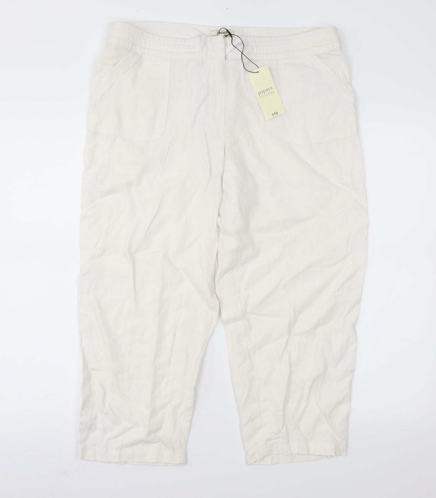 Papaya Womens White   Cropped Trousers Size 14 L22 in