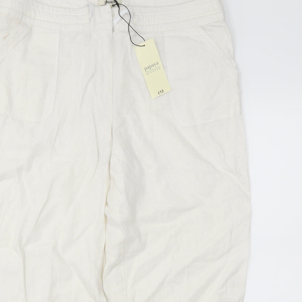 Papaya Womens White   Cropped Trousers Size 14 L22 in