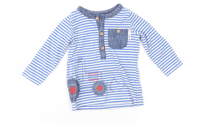 George Baby Blue Striped  Basic T-Shirt Size 3-6 Months