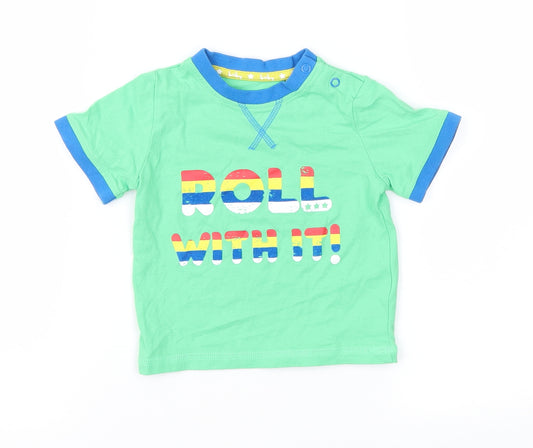 Front view of Tu Baby Green Basic T-Shirt, size 6-9, Months