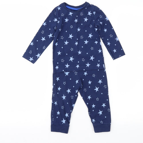 Marks and Spencer Boys Blue Geometric   Pyjama Set Size 18-24 Months