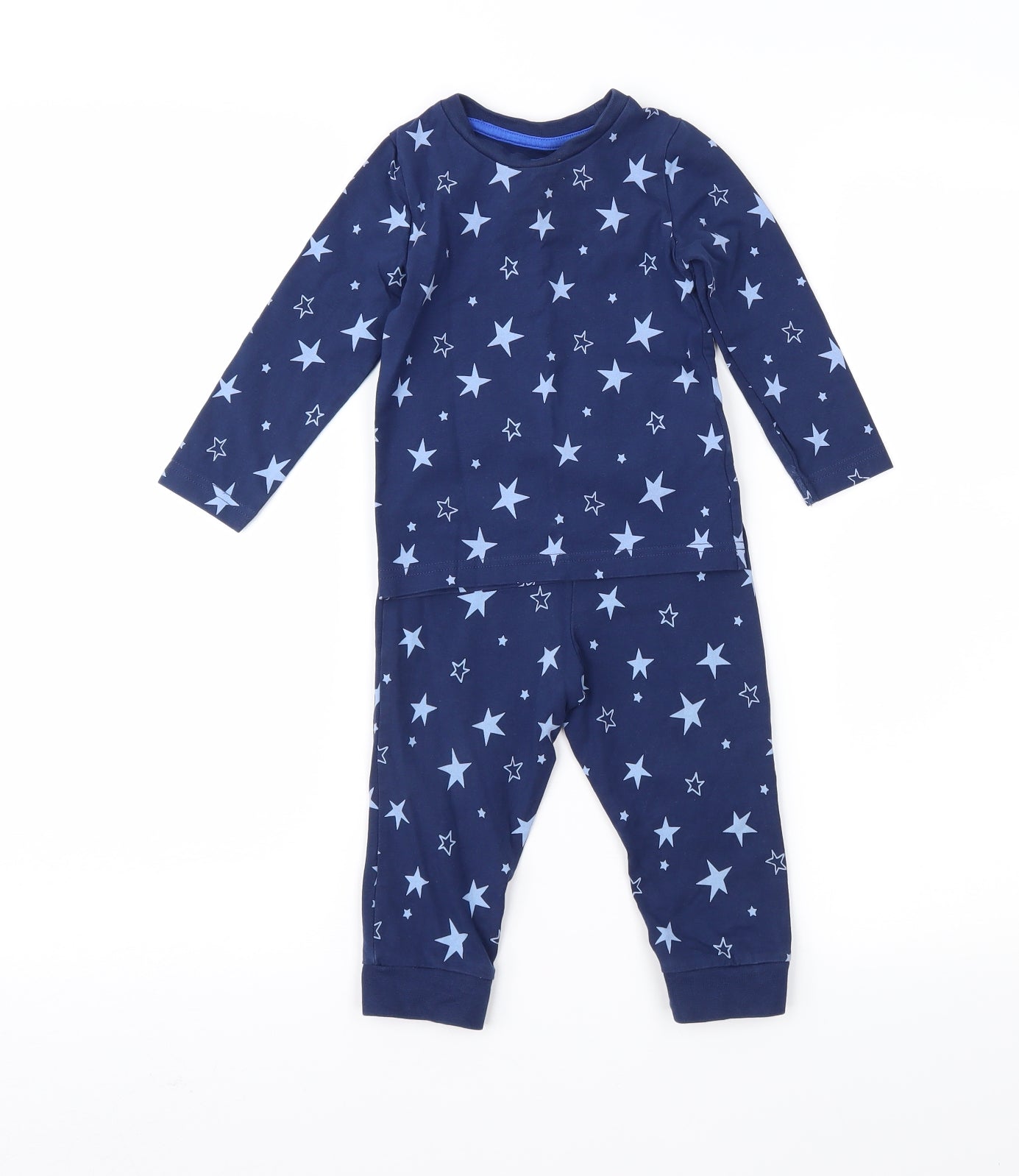 Marks and Spencer Boys Blue Geometric   Pyjama Set Size 18-24 Months
