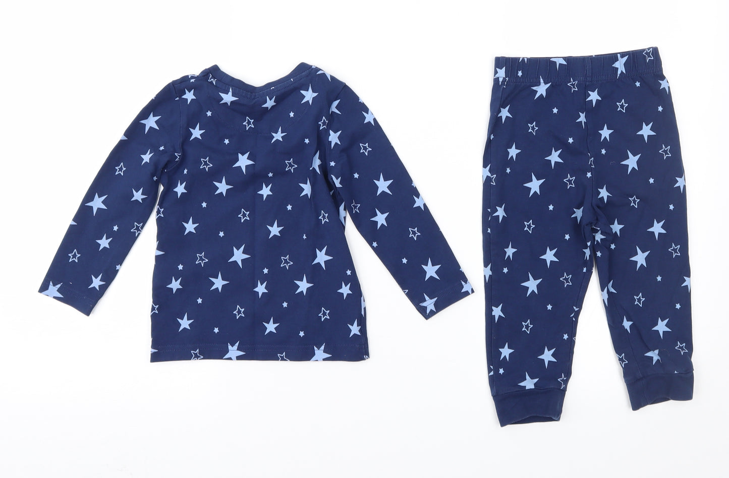 Marks and Spencer Boys Blue Geometric   Pyjama Set Size 18-24 Months