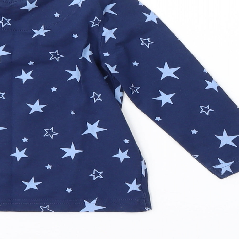 Marks and Spencer Boys Blue Geometric   Pyjama Set Size 18-24 Months