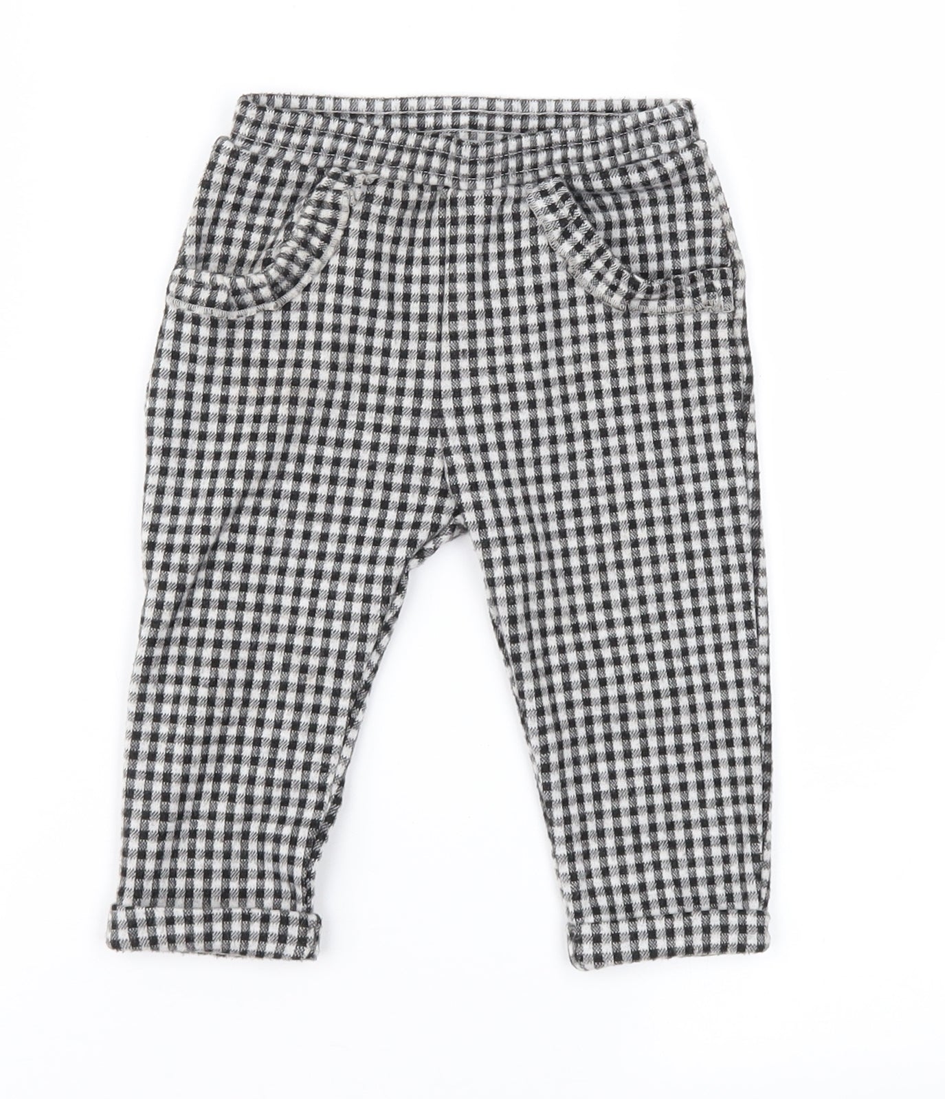 Primark Baby Black Check  Jogger Trousers Size 9-12 Months