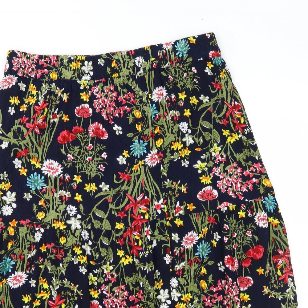 Cotton Traders Womens Blue Floral  Peasant Skirt Size 12