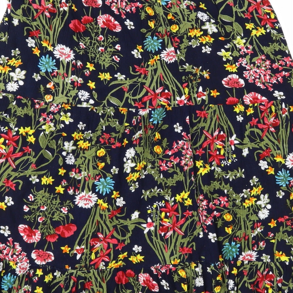 Cotton Traders Womens Blue Floral  Peasant Skirt Size 12