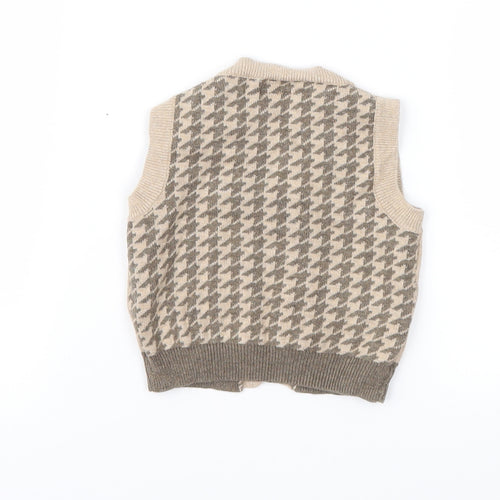 mamas & papas Boys Brown Fair Isle  Cardigan Jumper Size 3-6 Months