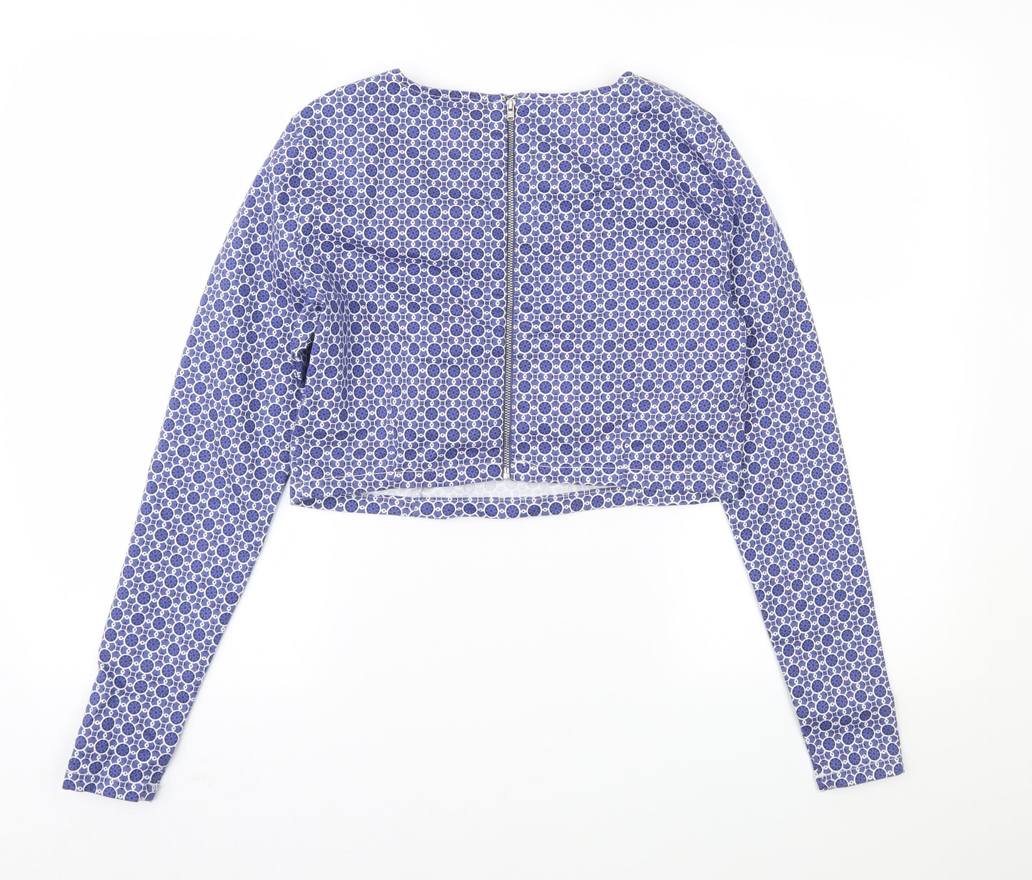 ASOS Womens Blue Geometric  Cropped Blouse Size 16