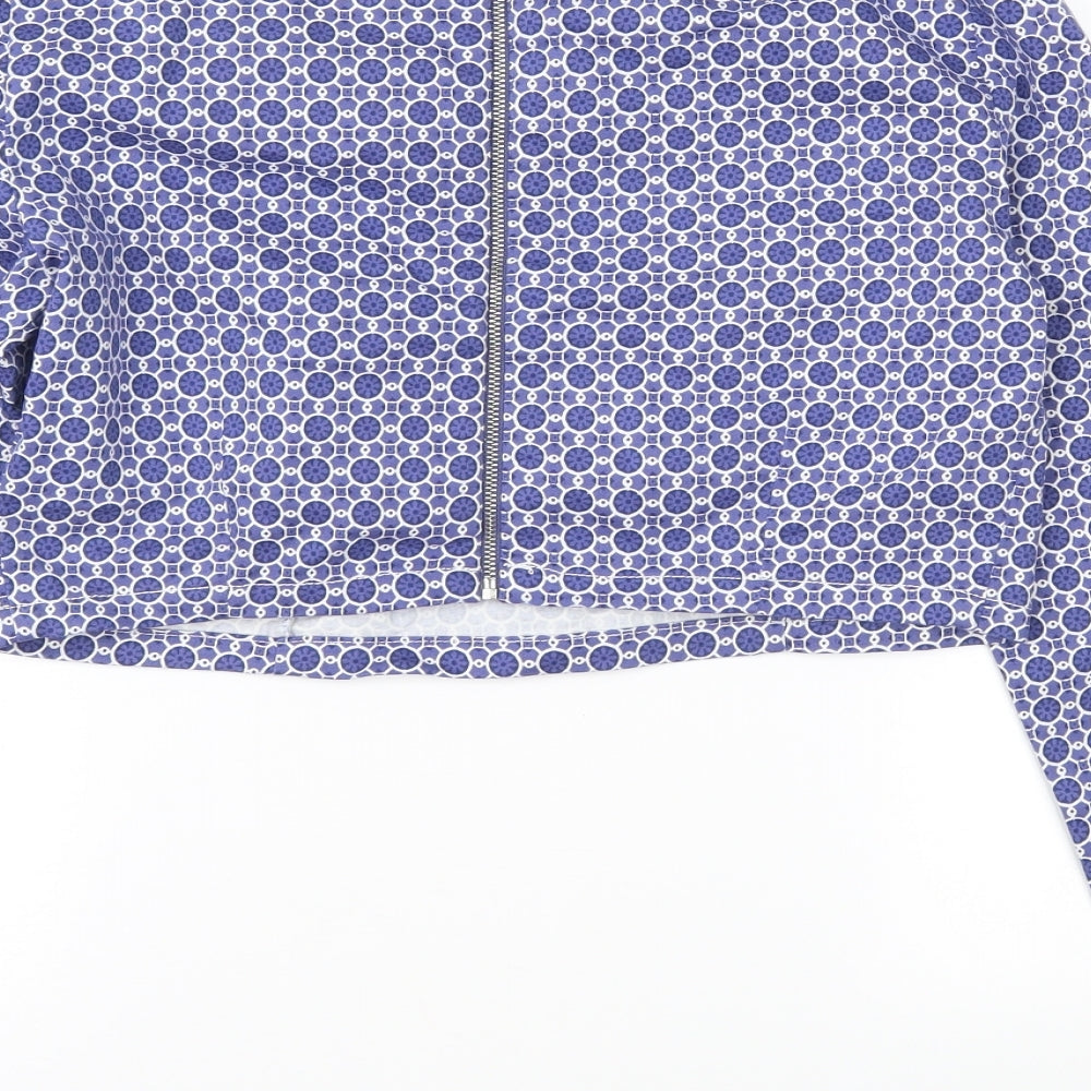 ASOS Womens Blue Geometric  Cropped Blouse Size 16