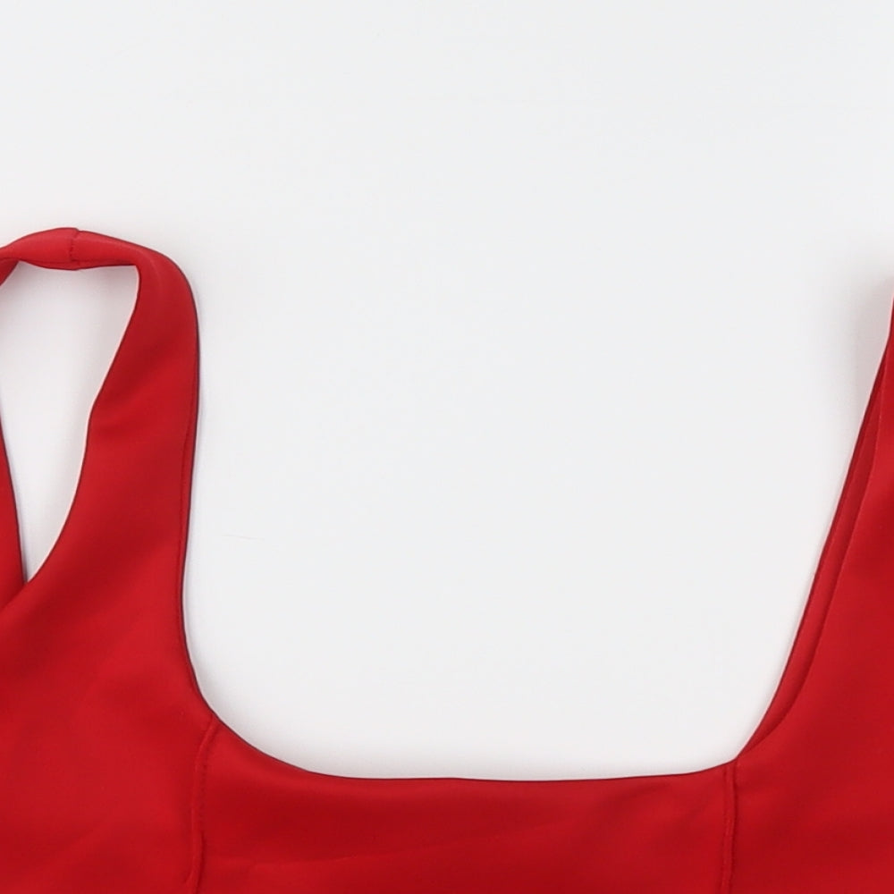 PRETTYLITTLETHING Womens Red   Cropped Blouse Size 12