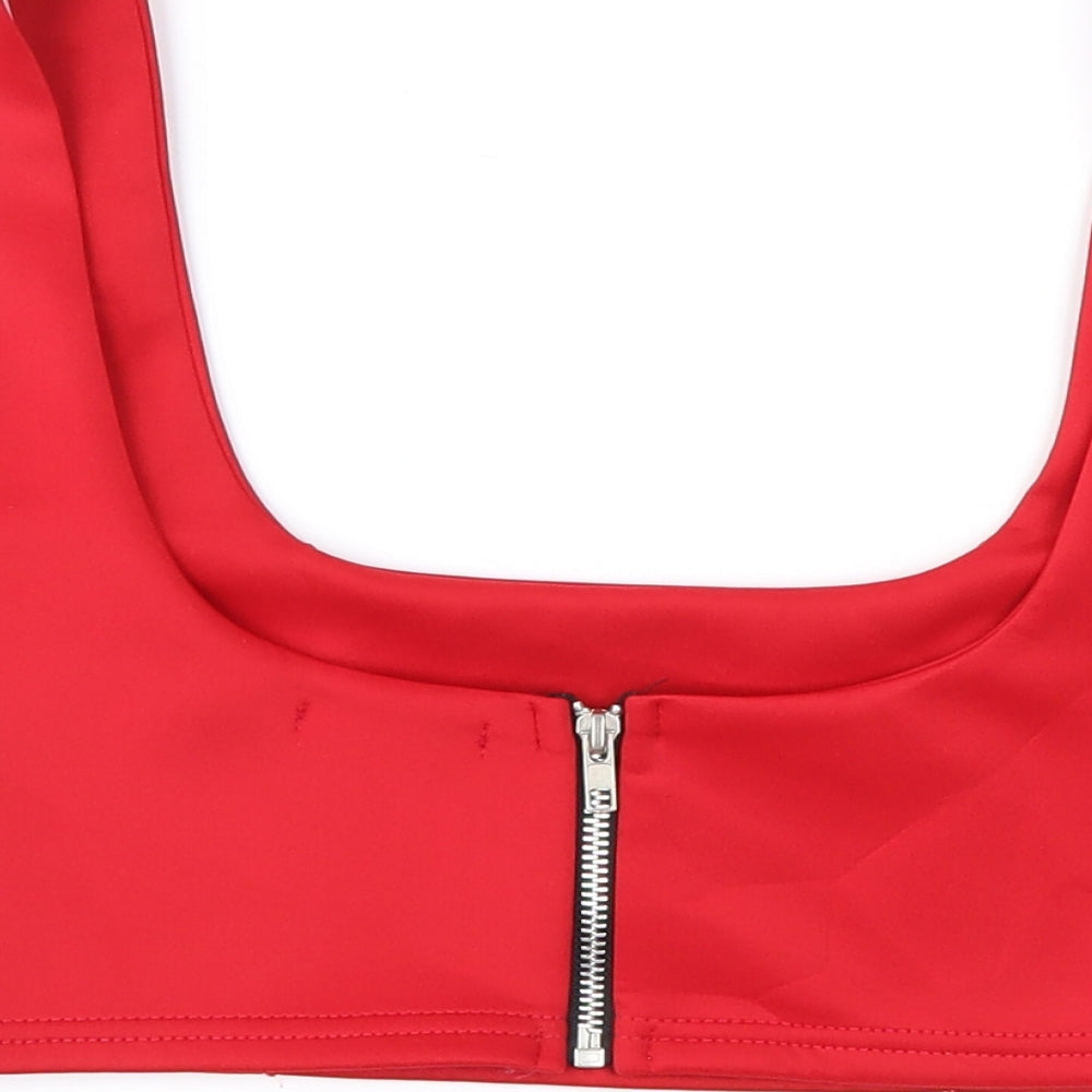 PRETTYLITTLETHING Womens Red   Cropped Blouse Size 12