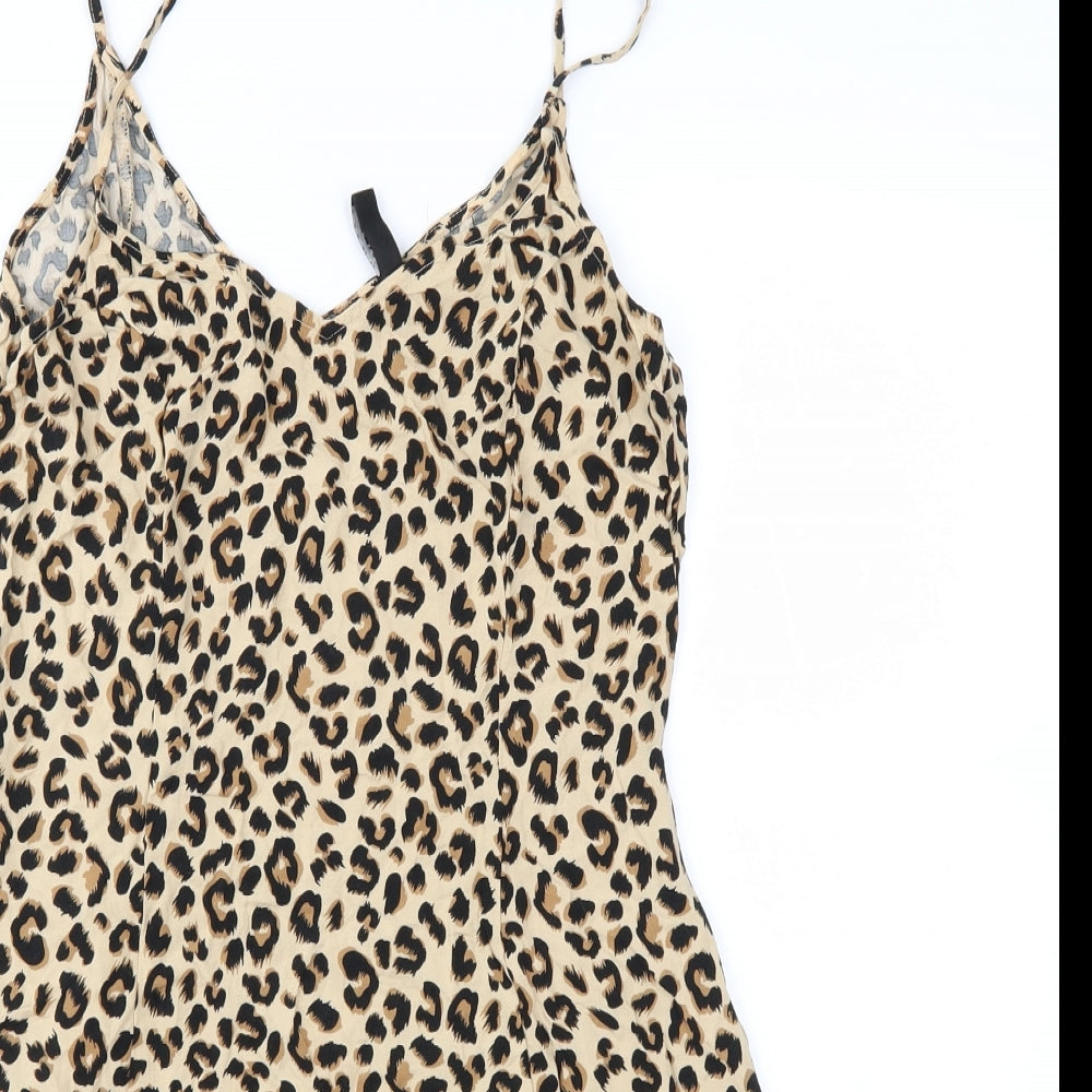 Divided Womens Brown Animal Print  Slip Dress  Size 10