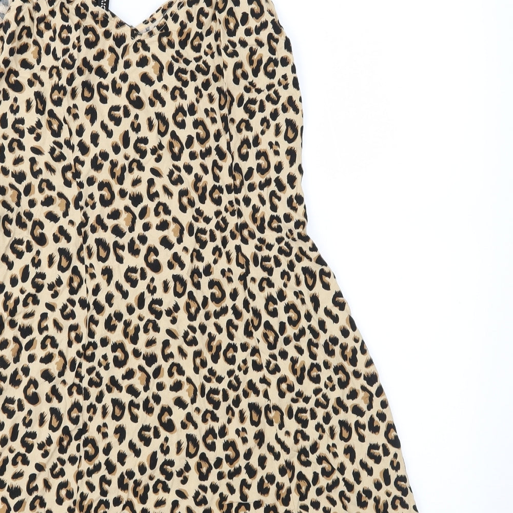 Divided Womens Brown Animal Print  Slip Dress  Size 10