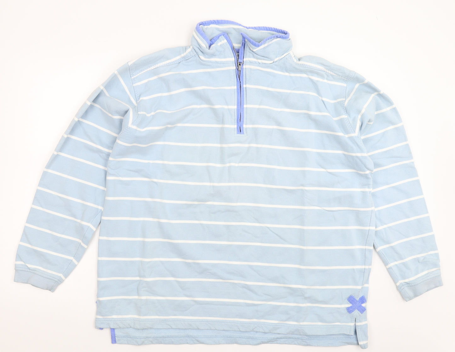 Lazy Jacks Mens Blue Striped  Pullover Sweatshirt Size XL