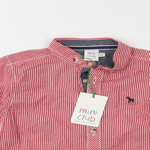 Mini Club Boys Red Check  Basic Button-Up Size 18-24 Months