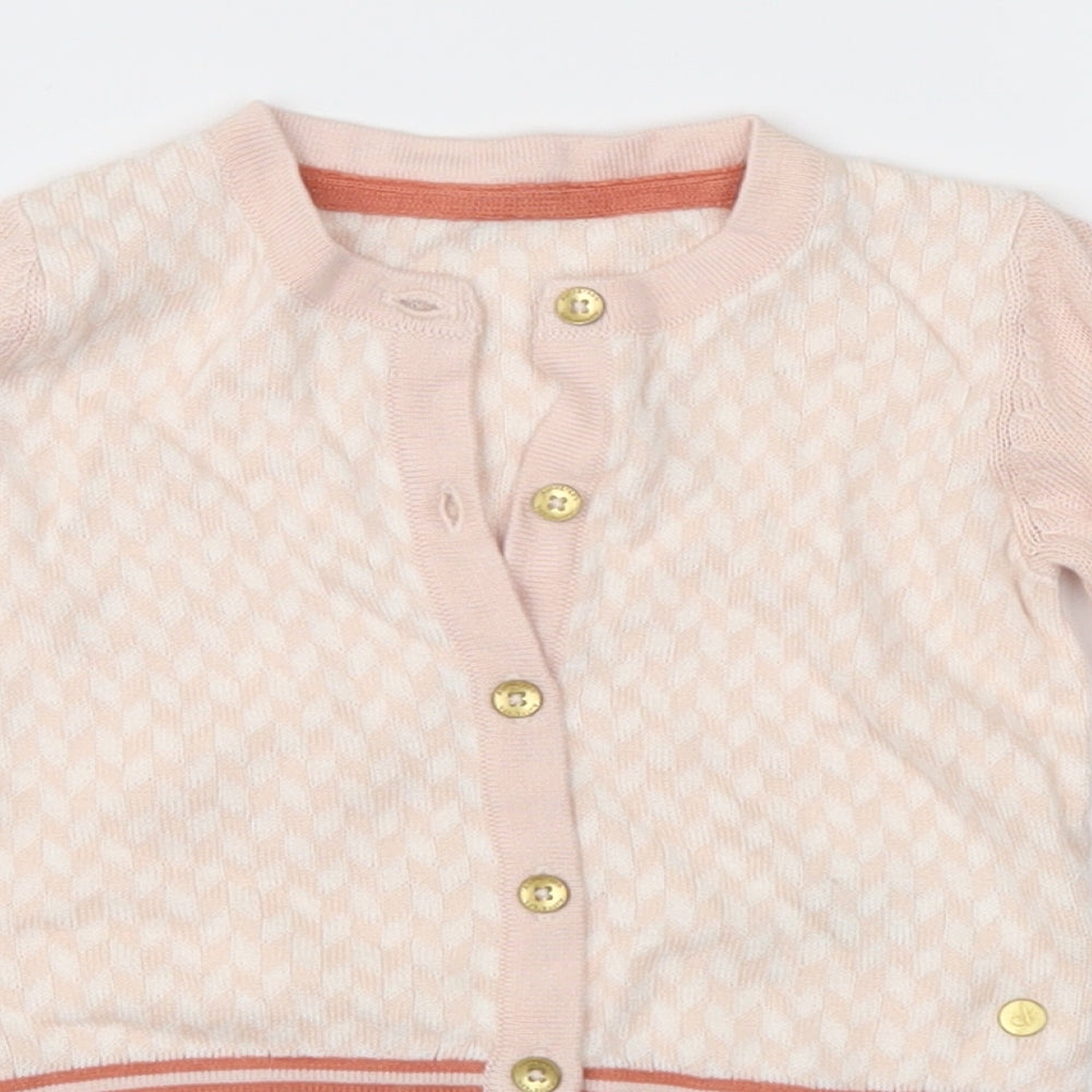 Marks and Spencer Girls Pink Geometric  Cardigan Jumper Size 3-6 Months