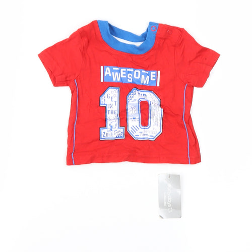 Earlydays Boys Red   Basic T-Shirt Size 0-3 Months