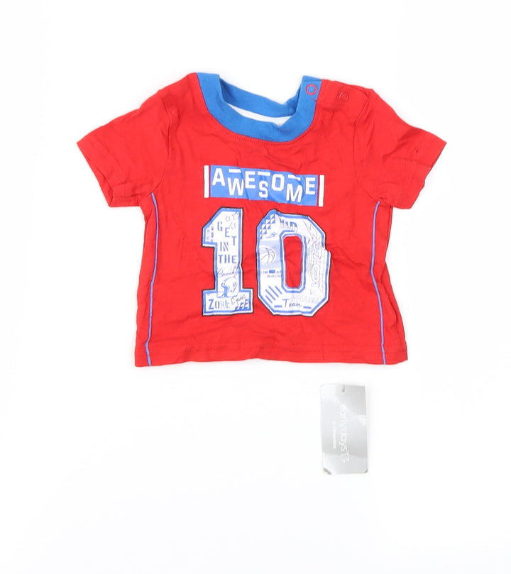 Earlydays Boys Red   Basic T-Shirt Size 0-3 Months
