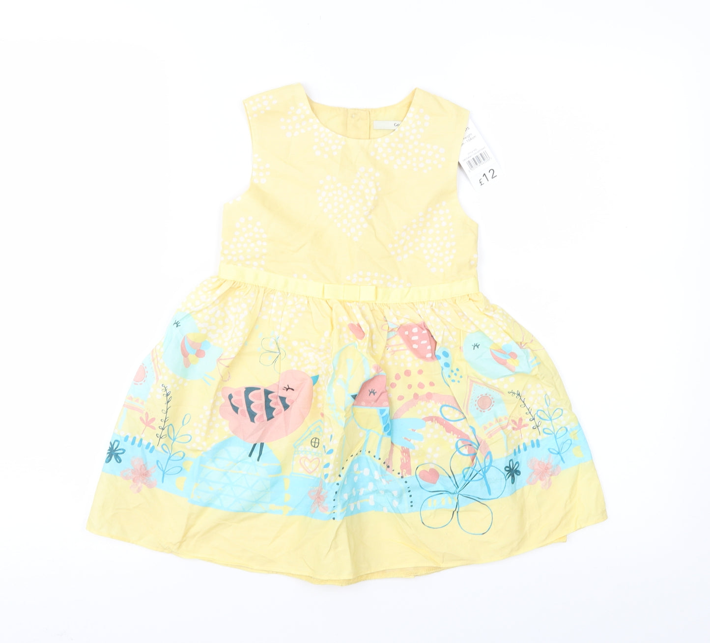 George Girls Yellow Geometric  Fit & Flare  Size 3-4 Years