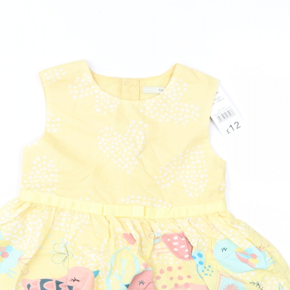 George Girls Yellow Geometric  Fit & Flare  Size 3-4 Years