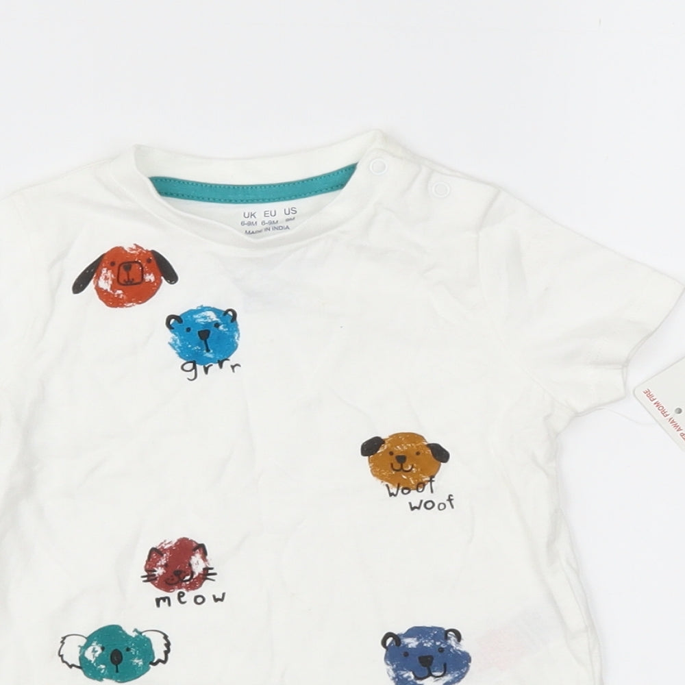F&F Boys White   Basic T-Shirt Size 6-9 Months