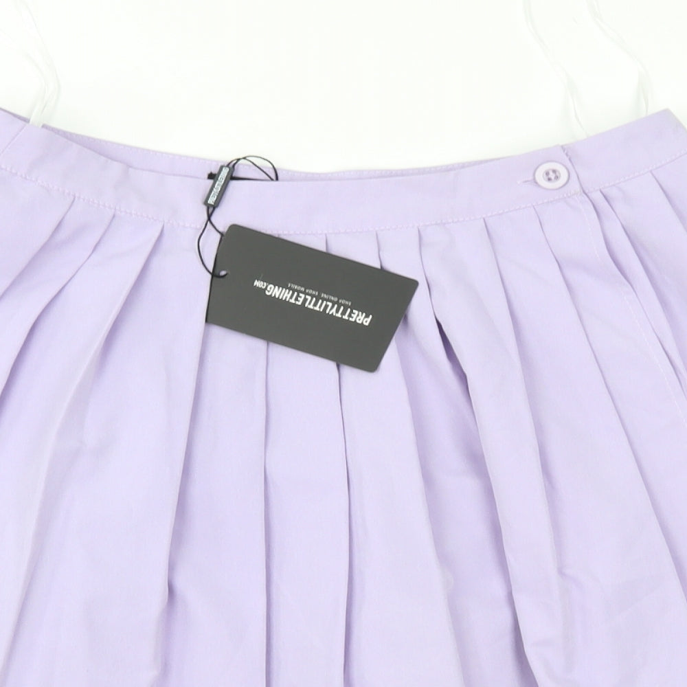 PRETTYLITTLETHING Womens Purple   Pleated Skirt Size 12