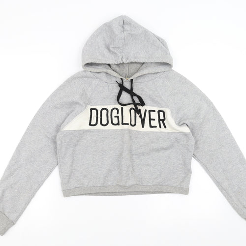 Preworn Womens Grey   Pullover Hoodie Size M  - cropped dog lover