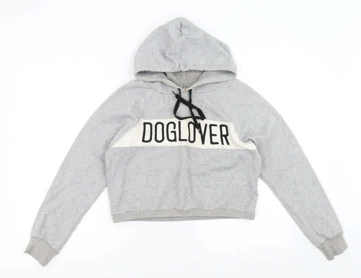 Preworn Womens Grey   Pullover Hoodie Size M  - cropped dog lover