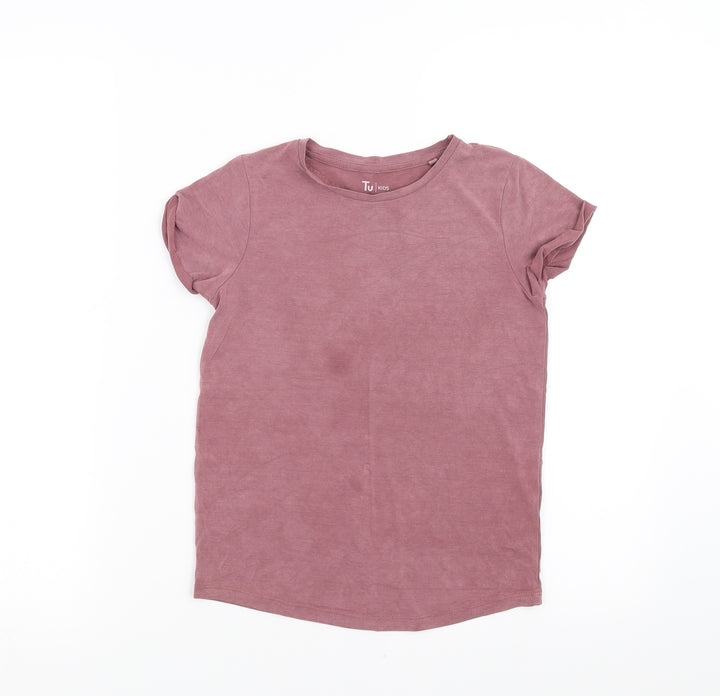 Sainsburys Girls Purple   Basic T-Shirt Size 7 Years