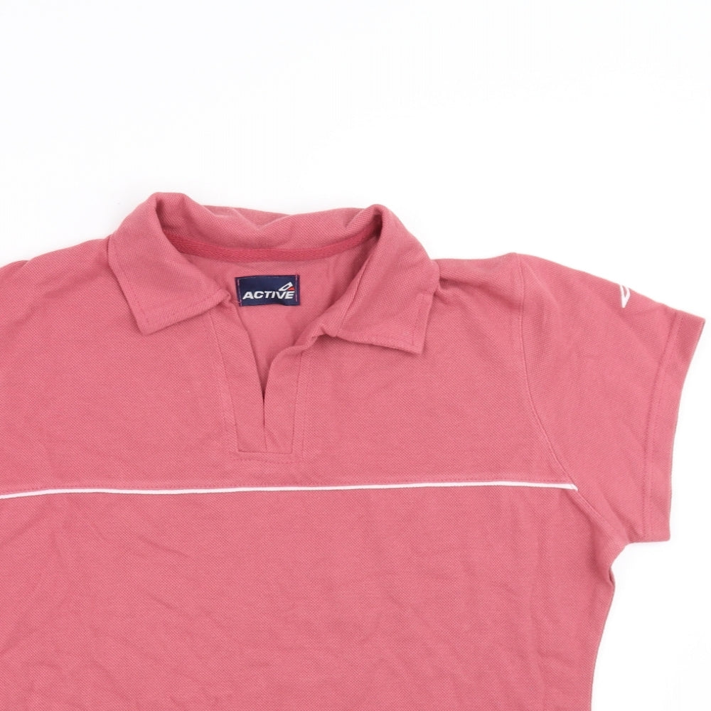 Active Womens Pink   Basic Polo Size 14
