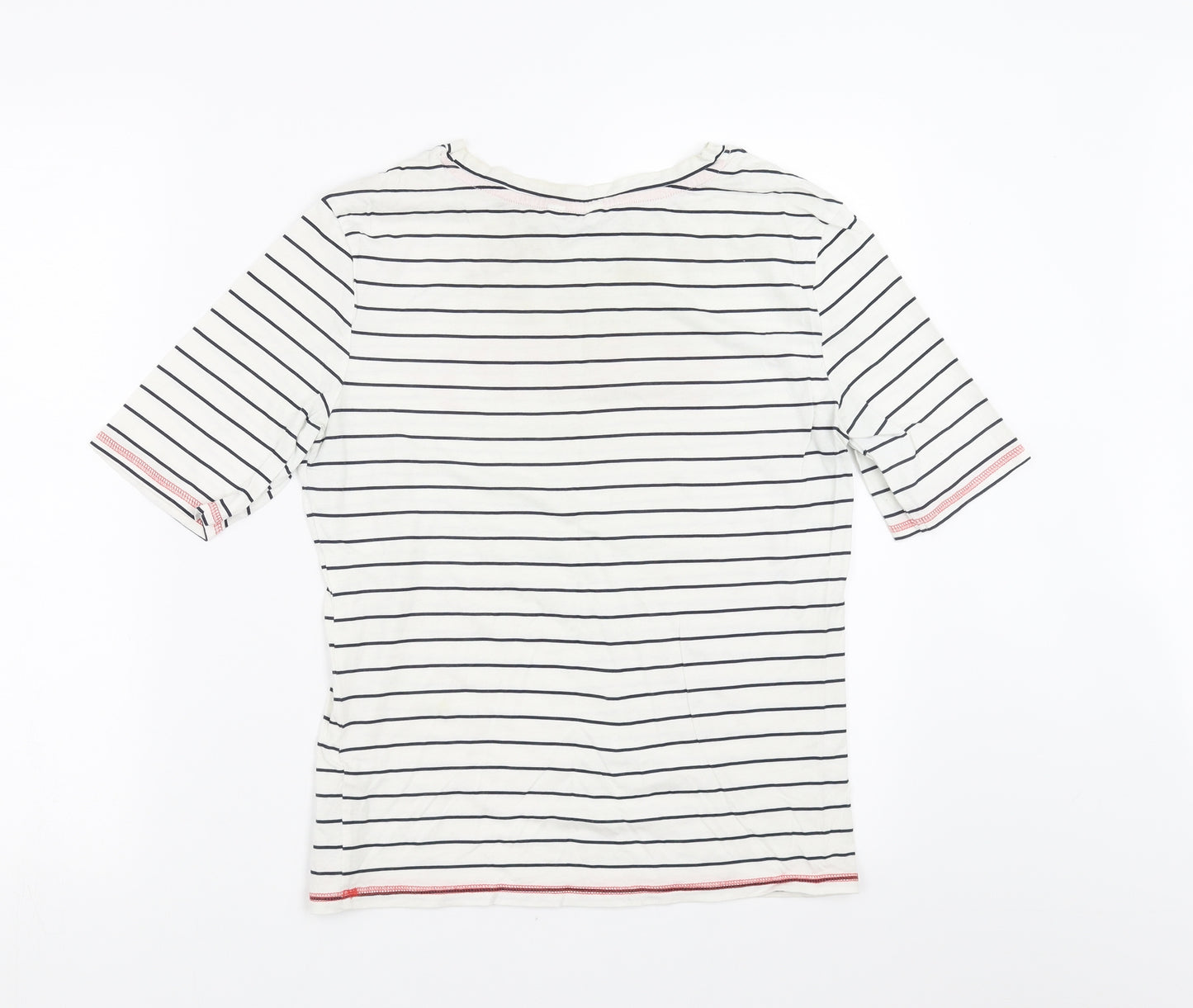Marks and Spencer Womens White Striped  Top Pyjama Top Size 8  - happy