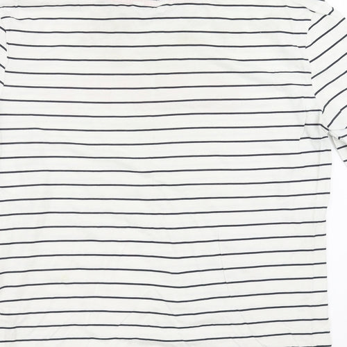 Marks and Spencer Womens White Striped  Top Pyjama Top Size 8  - happy