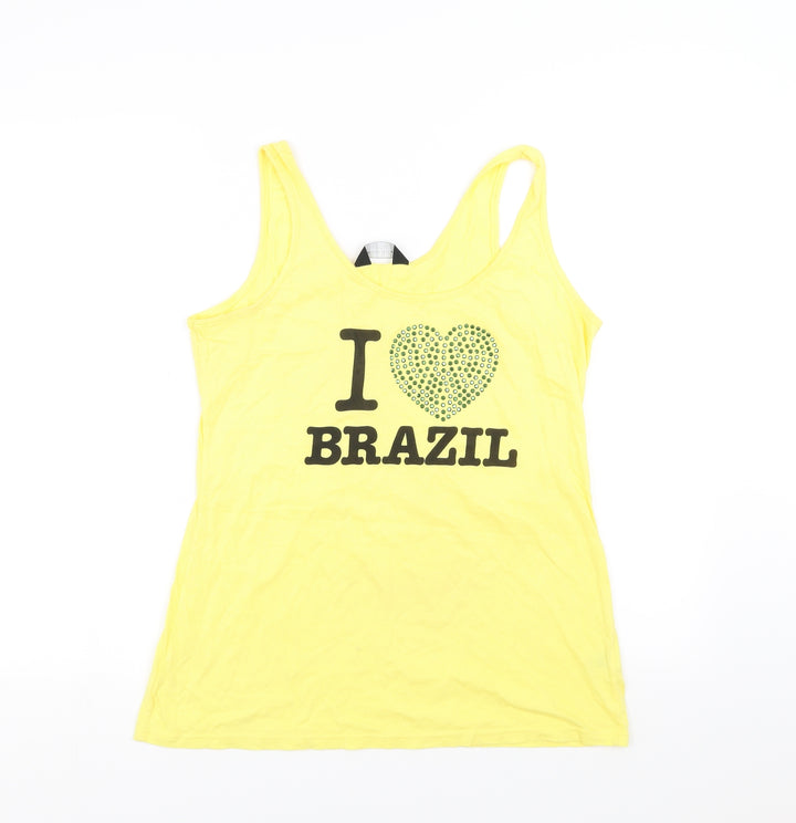 Dorothy Perkins Womens Yellow   Basic Tank Size 14  - i heart brazil