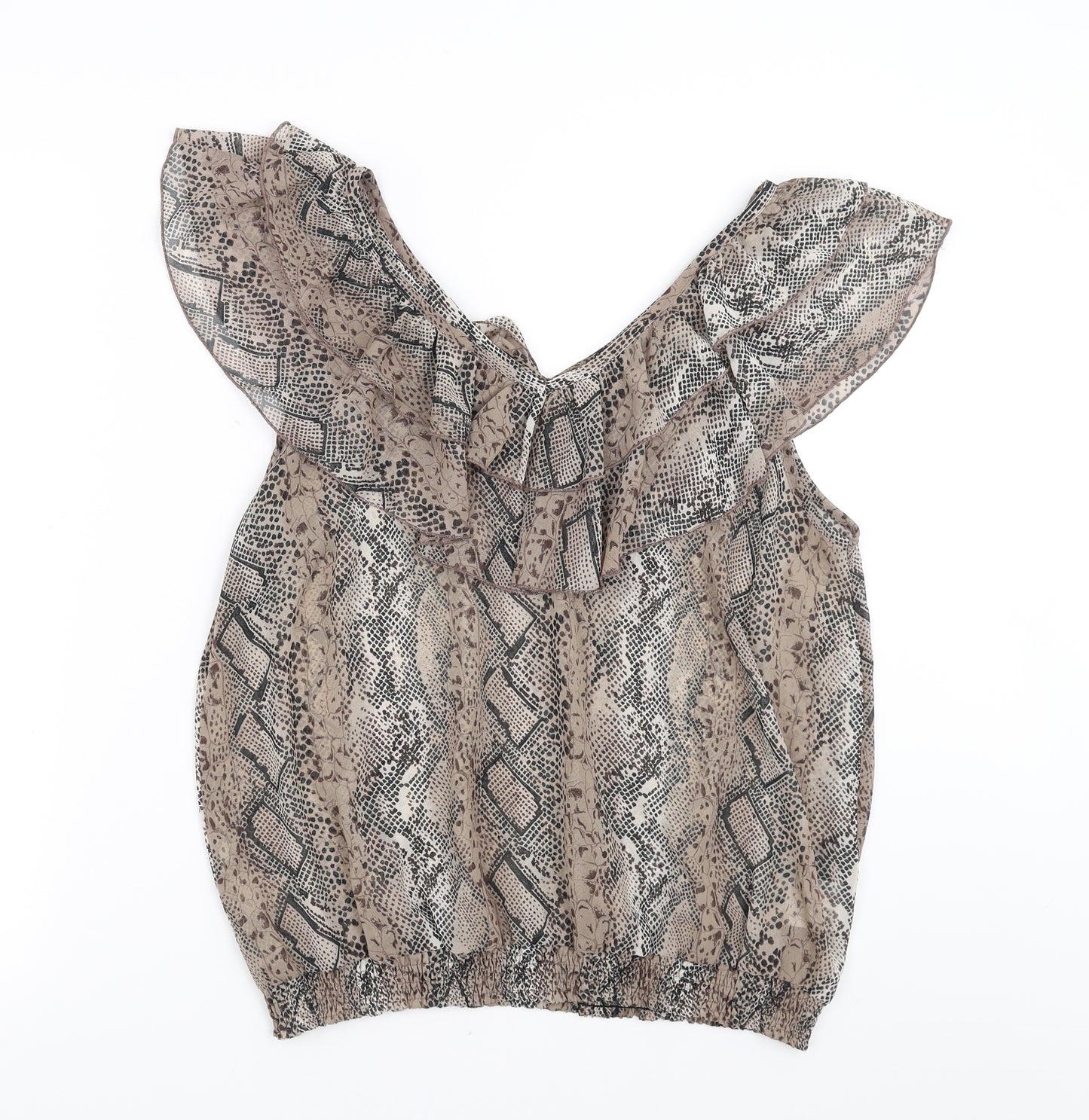 et vous Womens Brown Animal Print  Basic Blouse Size 16