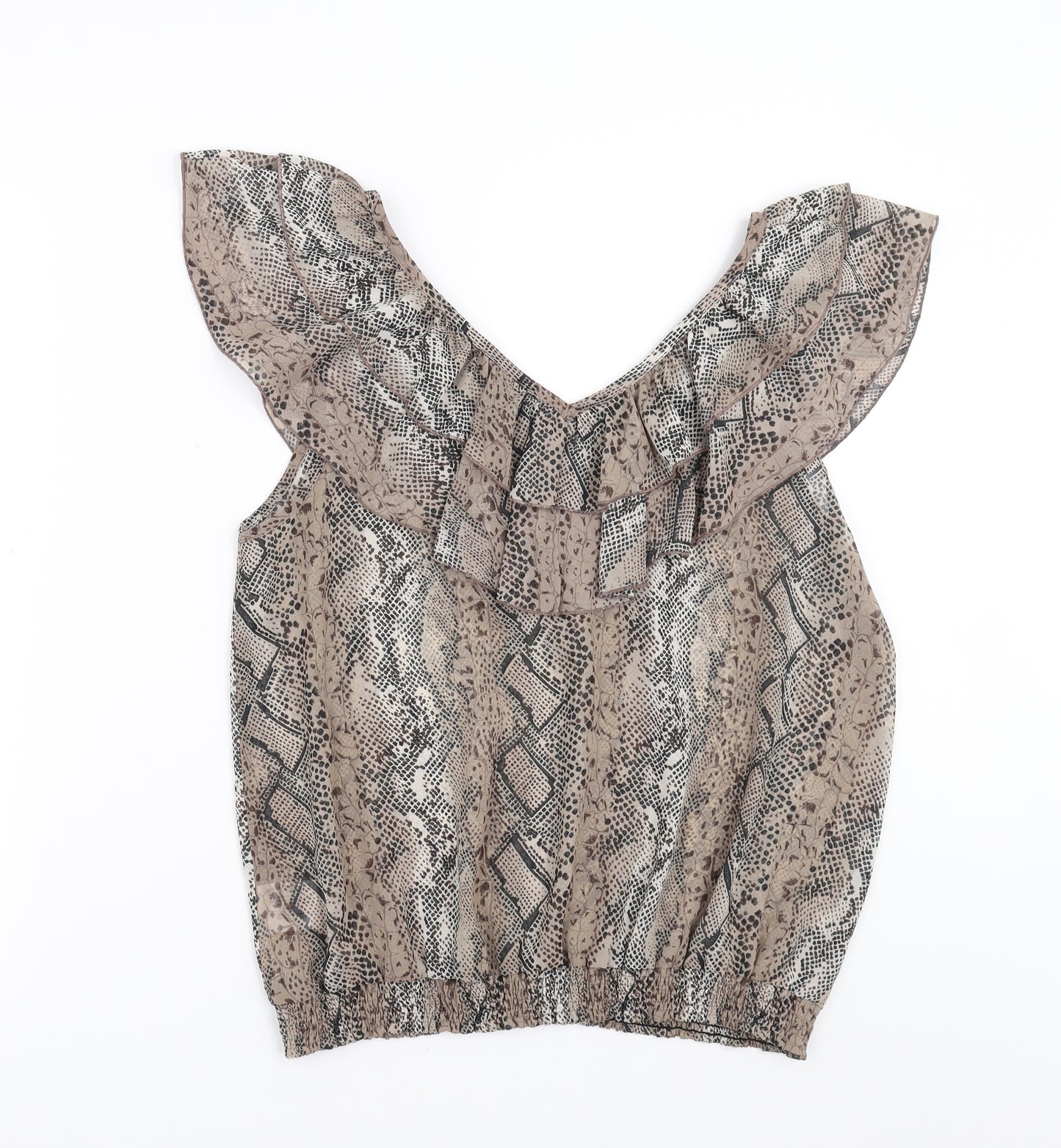 et vous Womens Brown Animal Print  Basic Blouse Size 16