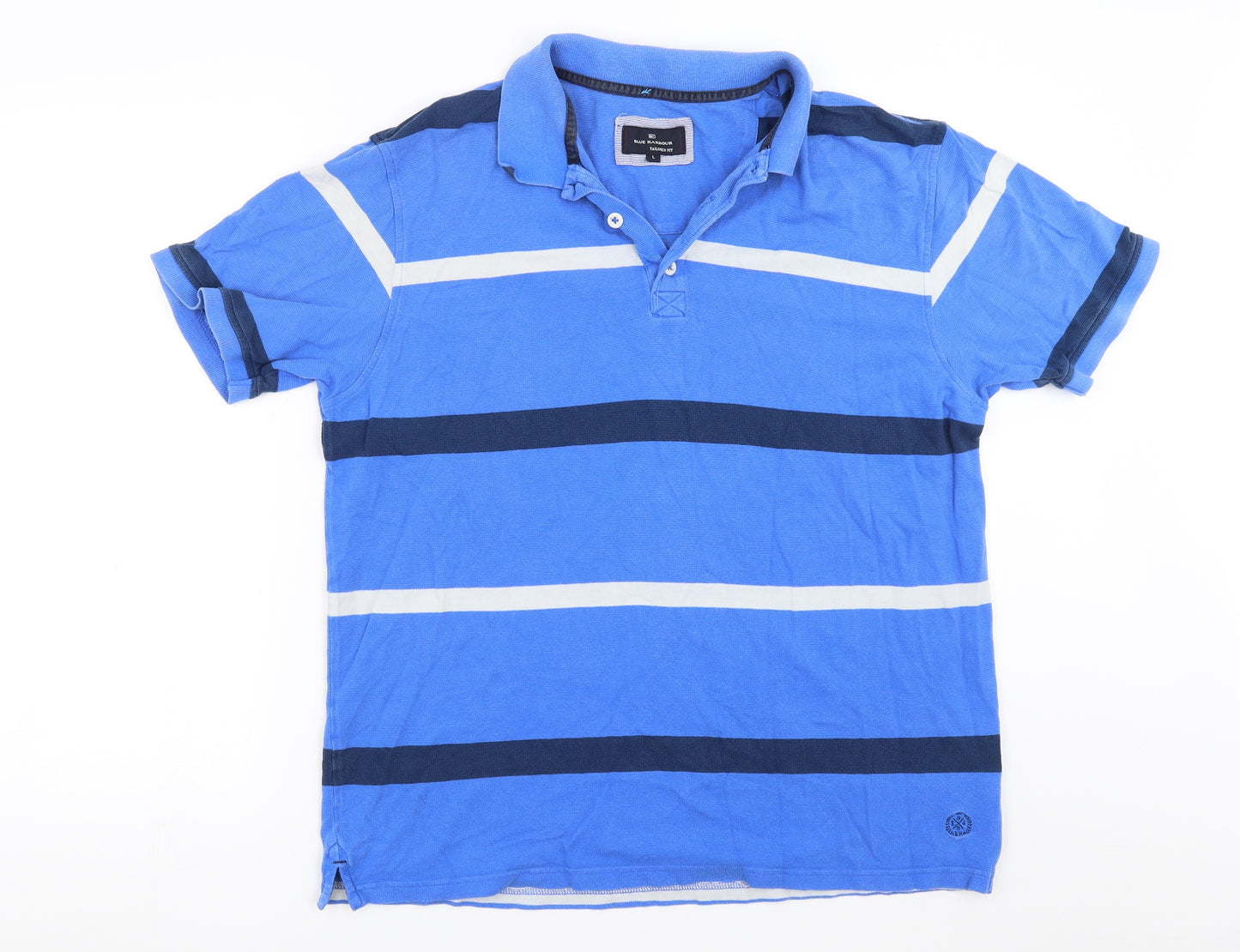 Marks and Spencer Mens Blue Striped   Polo Size L  - Tailored fit