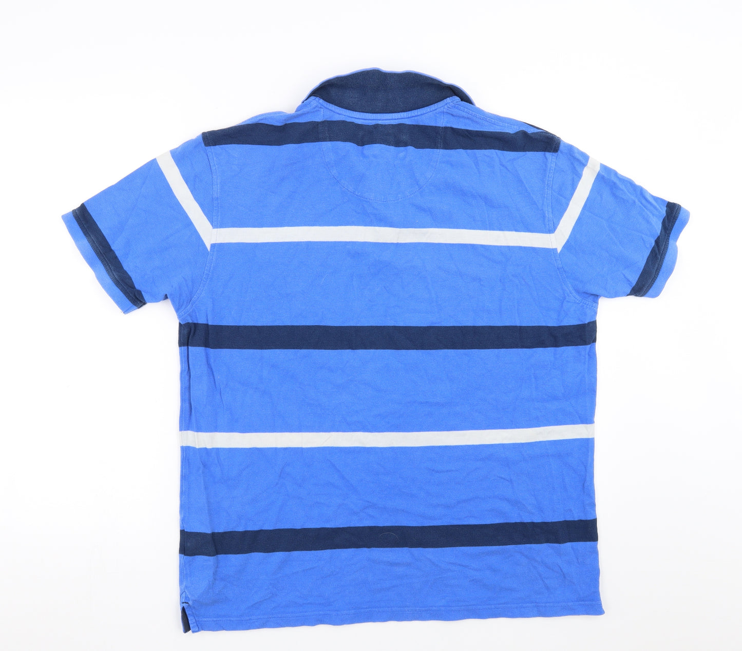 Marks and Spencer Mens Blue Striped   Polo Size L  - Tailored fit