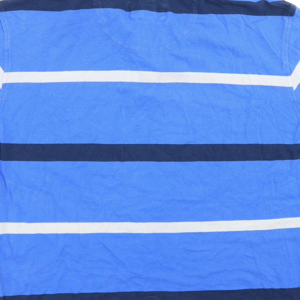 Marks and Spencer Mens Blue Striped   Polo Size L  - Tailored fit