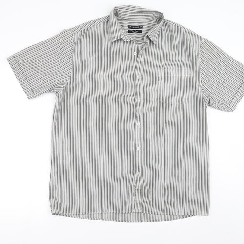 Dunnes Stores Mens Grey Striped   Button-Up Size XL
